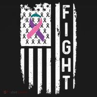 Thyroid Cancer American Flag Awareness Gift Doggie Tank thumb 4