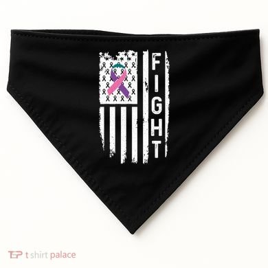 Thyroid Cancer American Flag Awareness Gift USA-Made Doggie Bandana