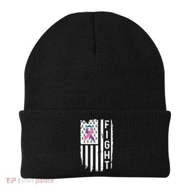 Thyroid Cancer American Flag Awareness Gift Beanie