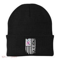 Thyroid Cancer American Flag Awareness Gift Beanie thumb 0