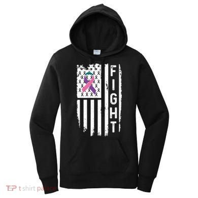 Thyroid Cancer American Flag Awareness Gift Women's Hoodie