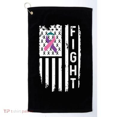 Thyroid Cancer American Flag Awareness Gift Golf Towel