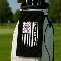 Thyroid Cancer American Flag Awareness Gift Golf Towel thumb 2