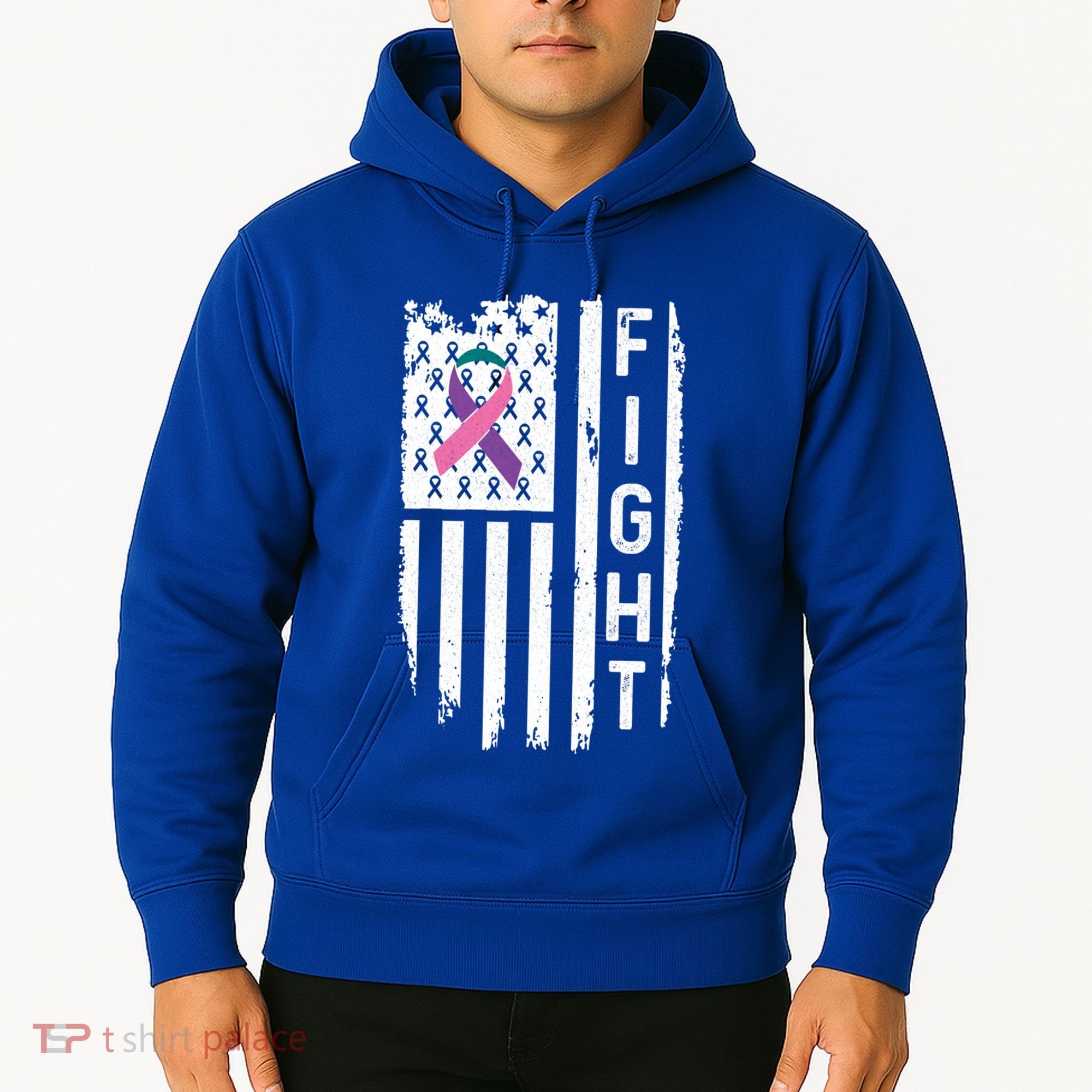 Thyroid Cancer American Flag Awareness Gift Hoodie