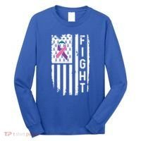 Thyroid Cancer American Flag Awareness Gift Long Sleeve Shirt thumb 0