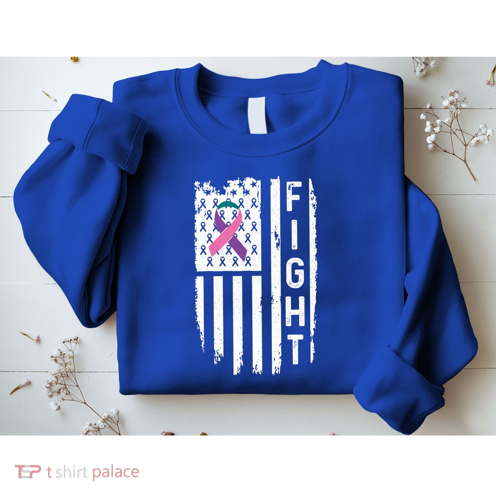 Thyroid Cancer American Flag Awareness Gift Sweatshirt