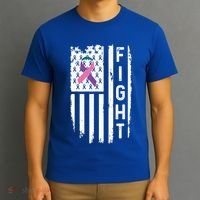 Thyroid Cancer American Flag Awareness Gift T-Shirt thumb 3