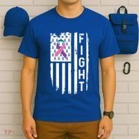 Thyroid Cancer American Flag Awareness Gift T-Shirt thumb 6