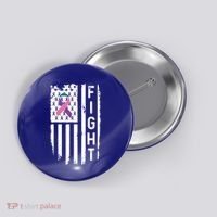 Thyroid Cancer American Flag Awareness Gift Button thumb 0
