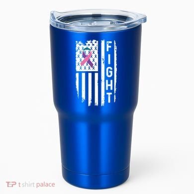Thyroid Cancer American Flag Awareness Gift Tumbler