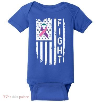 Thyroid Cancer American Flag Awareness Gift Baby Bodysuit
