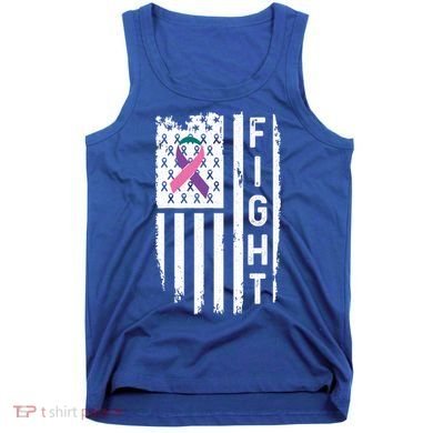 Thyroid Cancer American Flag Awareness Gift Tank Top