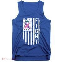 Thyroid Cancer American Flag Awareness Gift Tank Top thumb 0