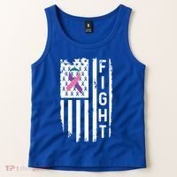 Thyroid Cancer American Flag Awareness Gift Tank Top thumb 2