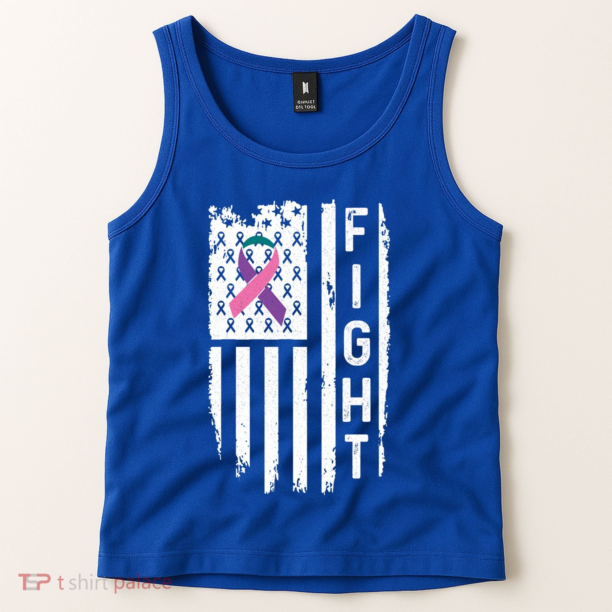Thyroid Cancer American Flag Awareness Gift Tank Top