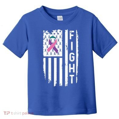 Thyroid Cancer American Flag Awareness Gift Toddler T-Shirt