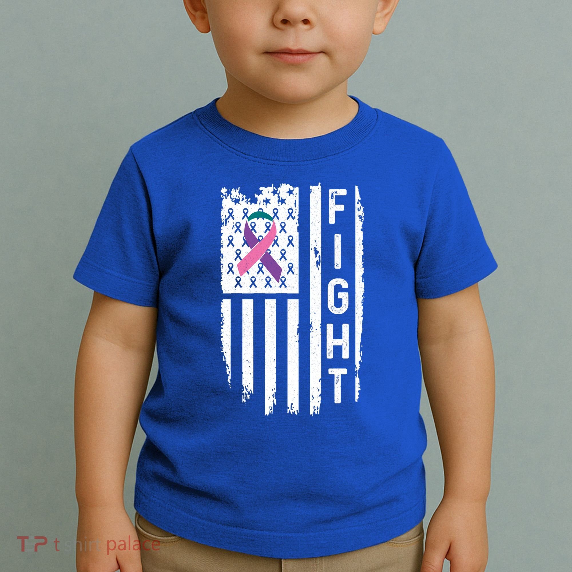 Thyroid Cancer American Flag Awareness Gift Toddler T-Shirt