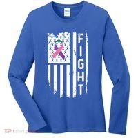 Thyroid Cancer American Flag Awareness Gift Women's Long Sleeve Shirt thumb 0