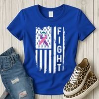 Thyroid Cancer American Flag Awareness Gift Women's T-Shirt thumb 3