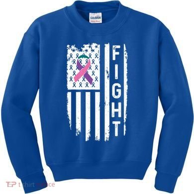 Thyroid Cancer American Flag Awareness Gift Kids Sweatshirt