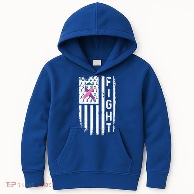 Thyroid Cancer American Flag Awareness Gift Kids Hoodie