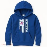 Thyroid Cancer American Flag Awareness Gift Kids Hoodie thumb 0