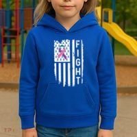 Thyroid Cancer American Flag Awareness Gift Kids Hoodie thumb 3