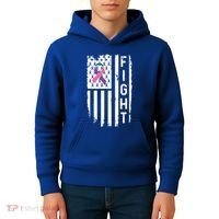 Thyroid Cancer American Flag Awareness Gift Kids Hoodie thumb 4