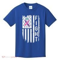 Thyroid Cancer American Flag Awareness Gift Kids T-Shirt thumb 0
