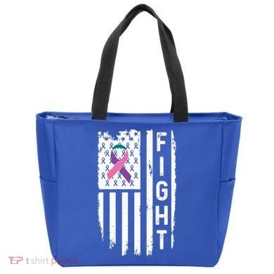 Thyroid Cancer American Flag Awareness Gift Tote Bag