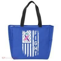 Thyroid Cancer American Flag Awareness Gift Tote Bag thumb 0