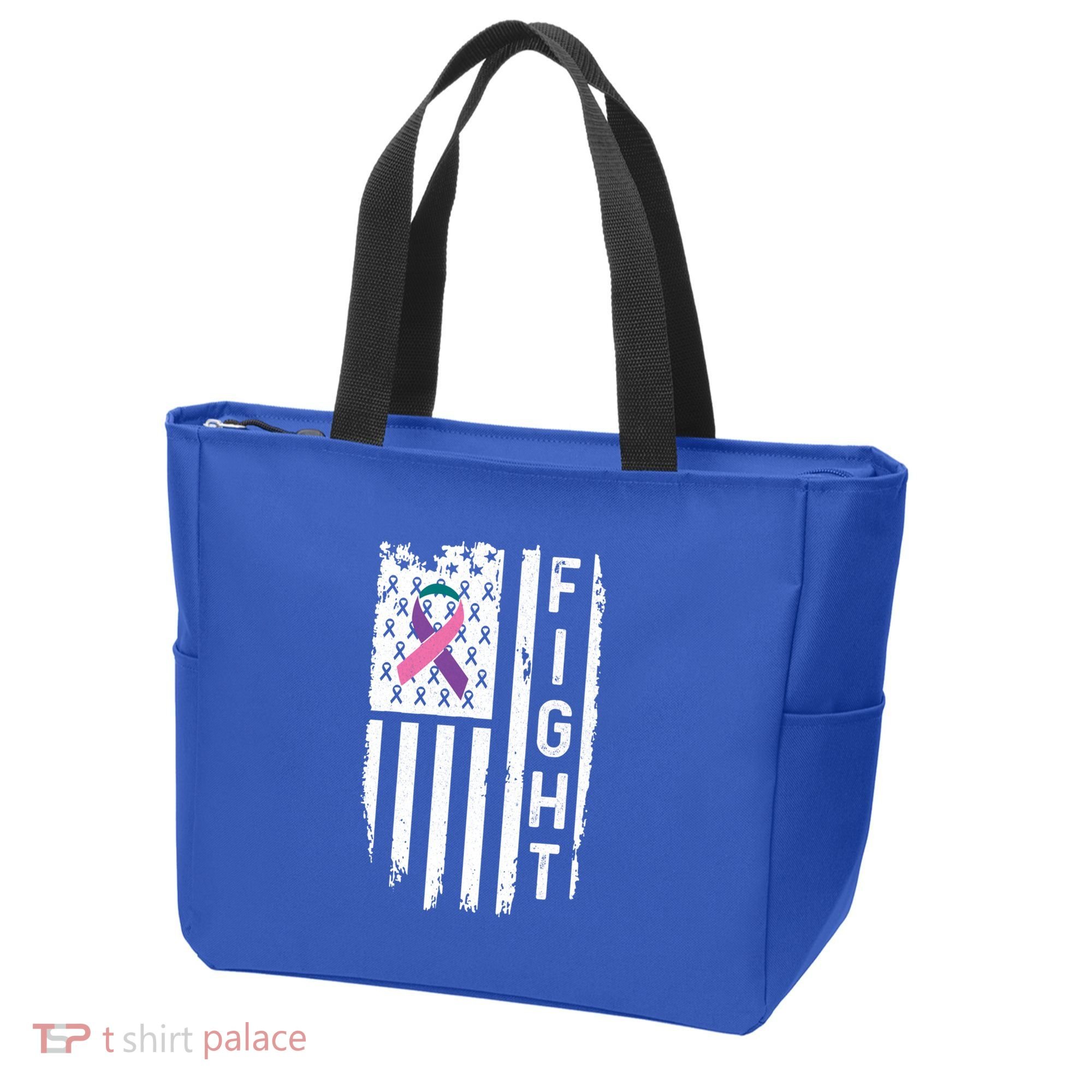 Thyroid Cancer American Flag Awareness Gift Tote Bag