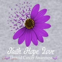 Thyroid Cancer Awareness Faith Hope Love Purple Ribbon Gift Women's Racerback Cropped Tank thumb 2