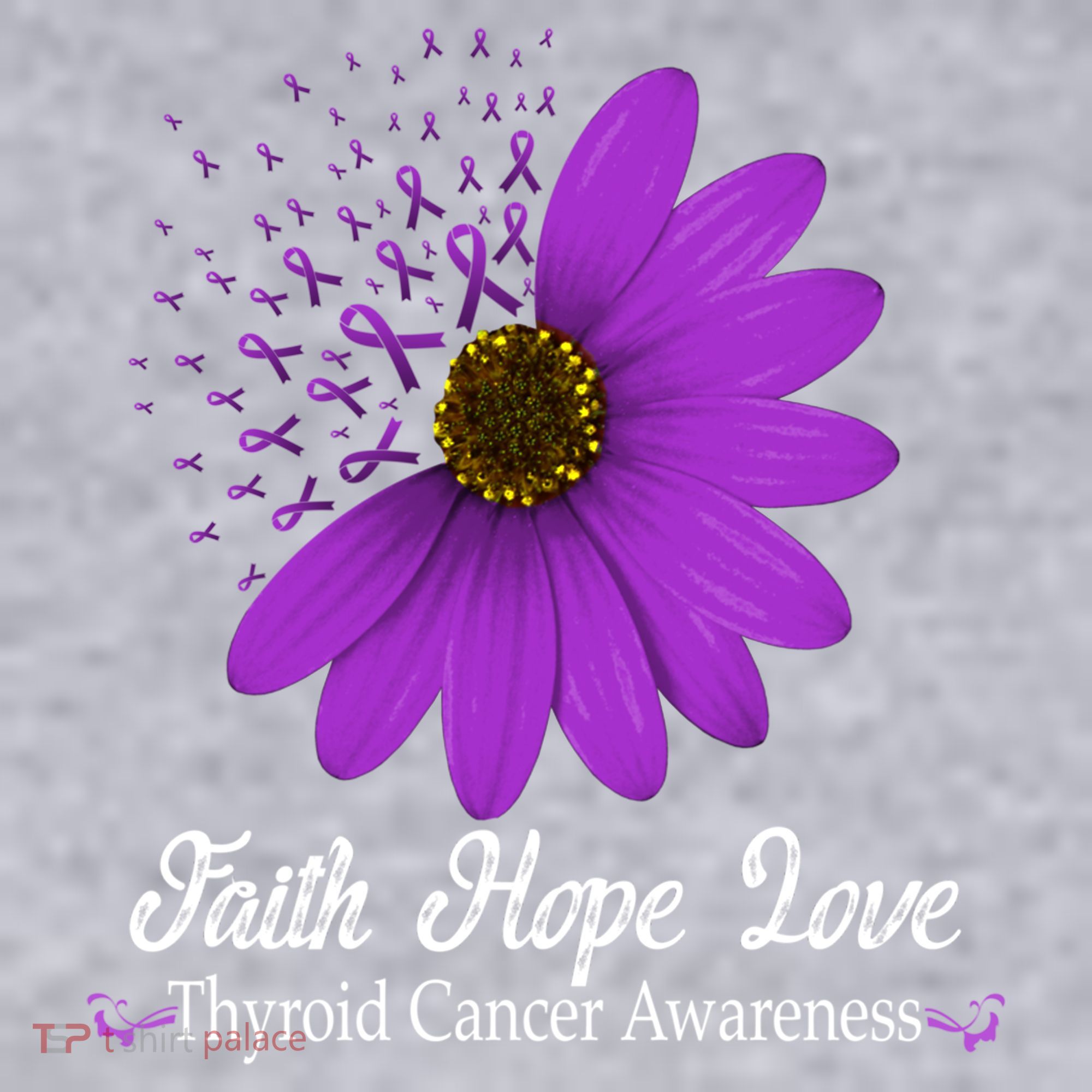 Thyroid Cancer Awareness Faith Hope Love Purple Ribbon Gift Women's Racerback Cropped Tank