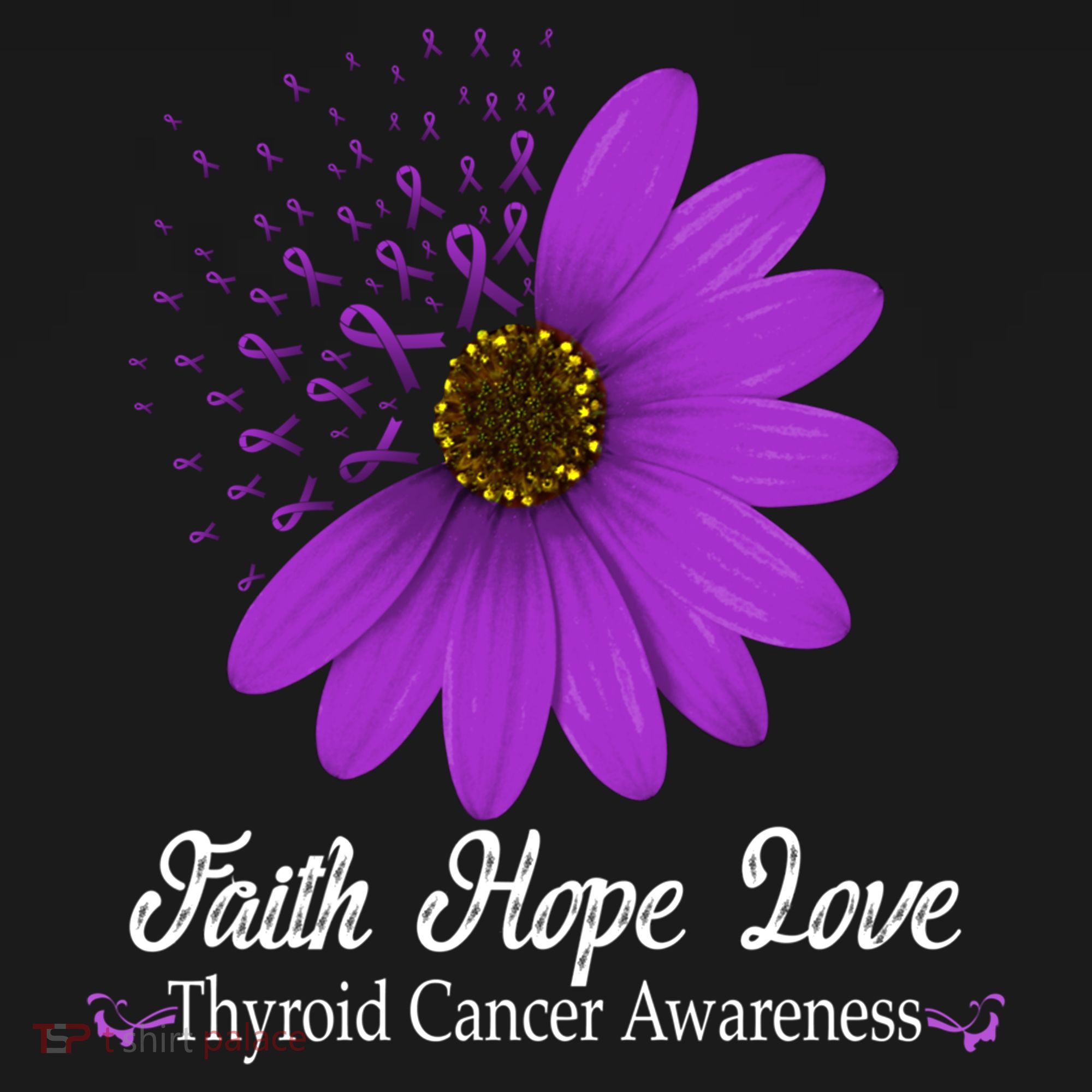 Thyroid Cancer Awareness Faith Hope Love Purple Ribbon Gift Women's Hoodie