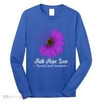 Thyroid Cancer Awareness Faith Hope Love Purple Ribbon Gift Long Sleeve Shirt thumb 0