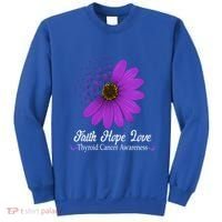 Thyroid Cancer Awareness Faith Hope Love Purple Ribbon Gift Sweatshirt thumb 0