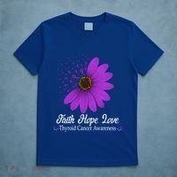 Thyroid Cancer Awareness Faith Hope Love Purple Ribbon Gift T-Shirt thumb 5