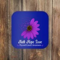 Thyroid Cancer Awareness Faith Hope Love Purple Ribbon Gift Coaster thumb 0