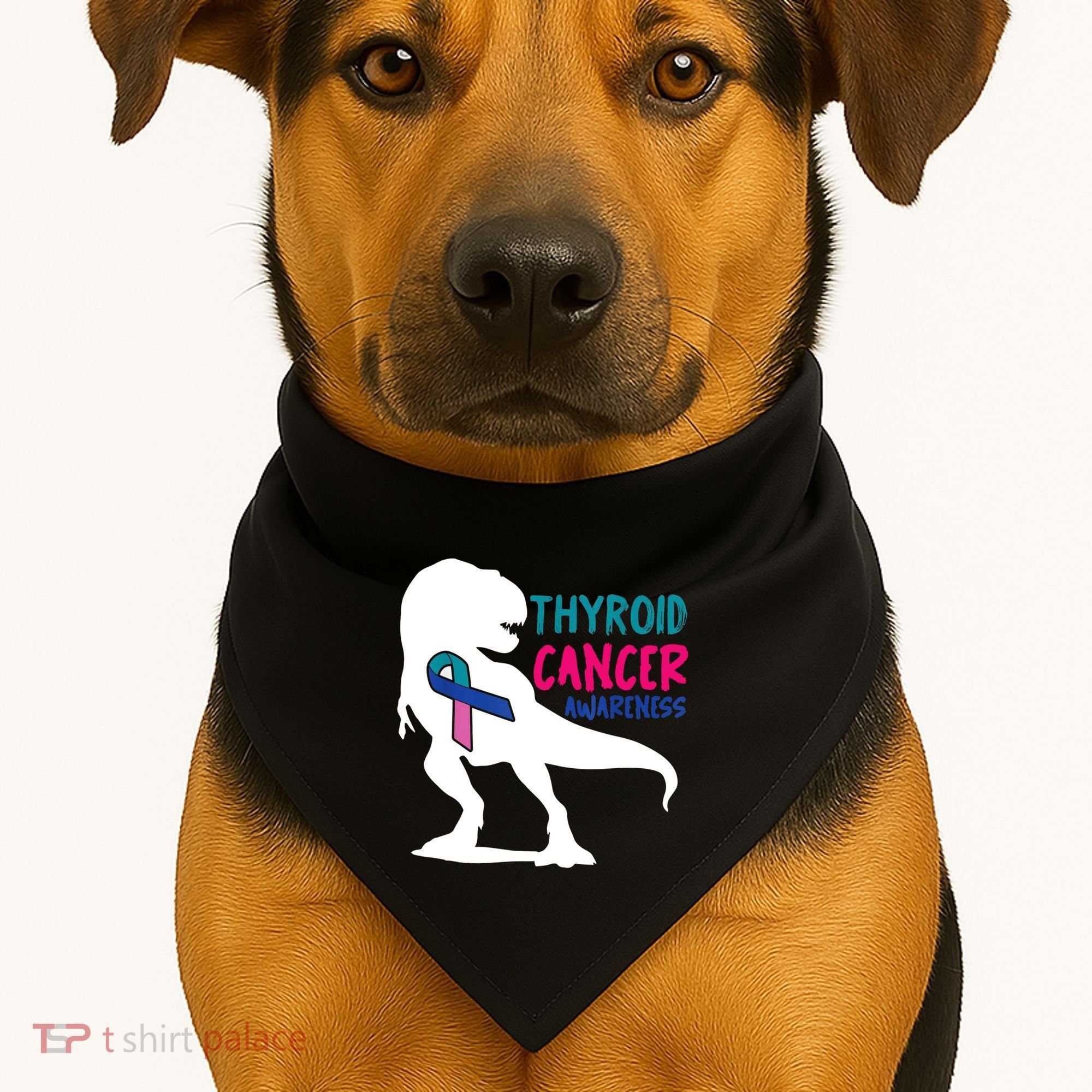 Thyroid Cancer Awareness Cool Tgiftrex Warrior Survivor Fighter Cool Gift USA-Made Doggie Bandana