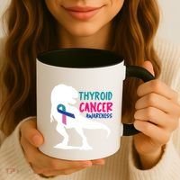 Thyroid Cancer Awareness Cool Tgiftrex Warrior Survivor Fighter Cool Gift Coffee Mug thumb 3