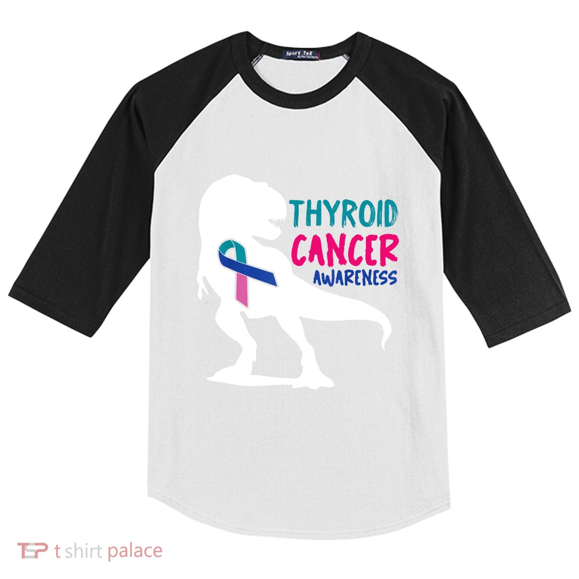Thyroid Cancer Awareness Cool Tgiftrex Warrior Survivor Fighter Cool Gift Kids Colorblock Raglan Jersey
