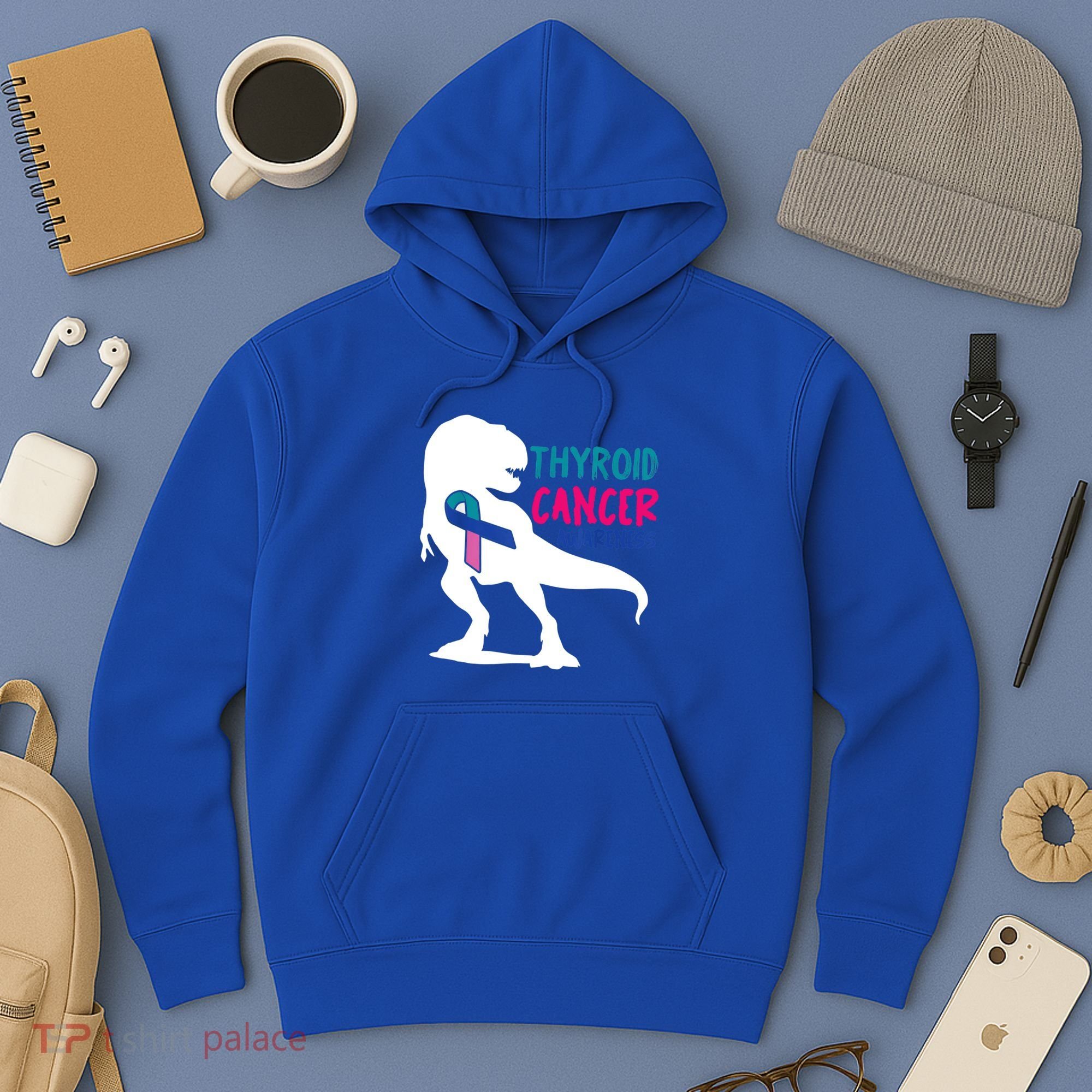 Thyroid Cancer Awareness Cool Tgiftrex Warrior Survivor Fighter Cool Gift Hoodie
