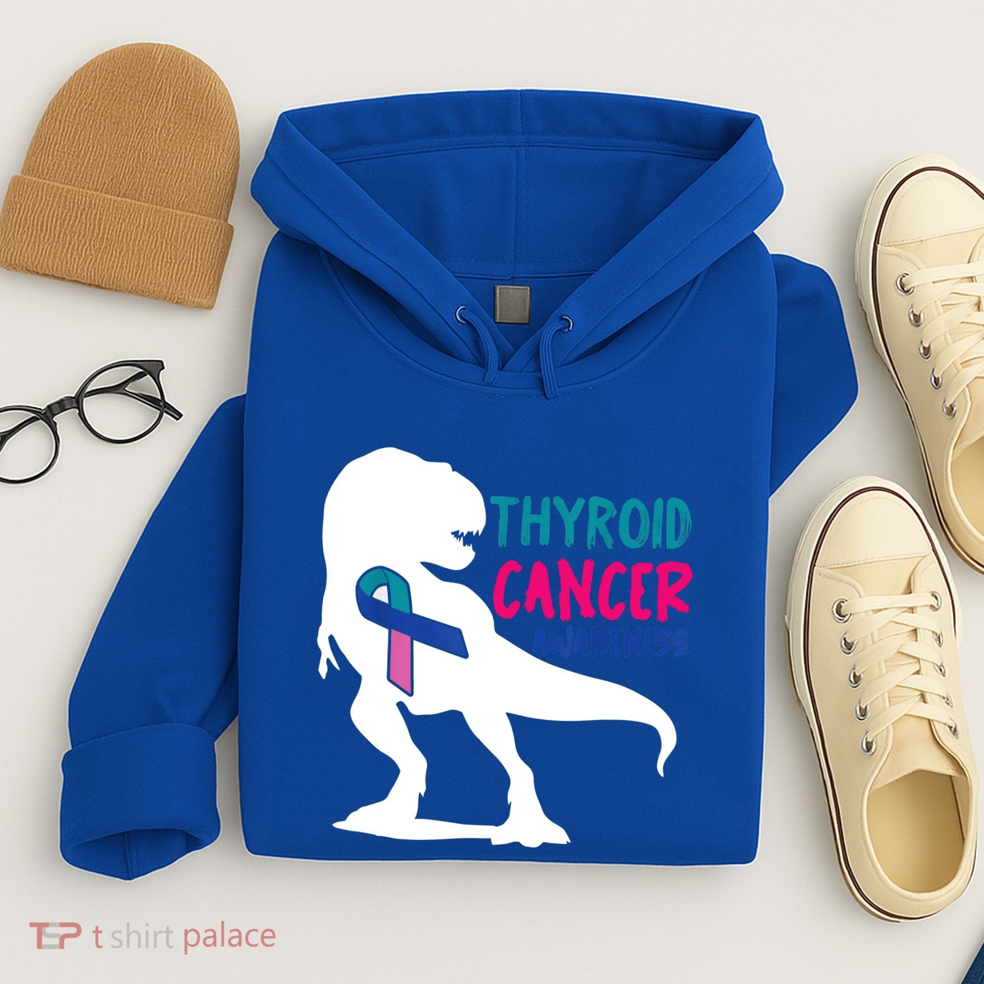 Thyroid Cancer Awareness Cool Tgiftrex Warrior Survivor Fighter Cool Gift Hoodie