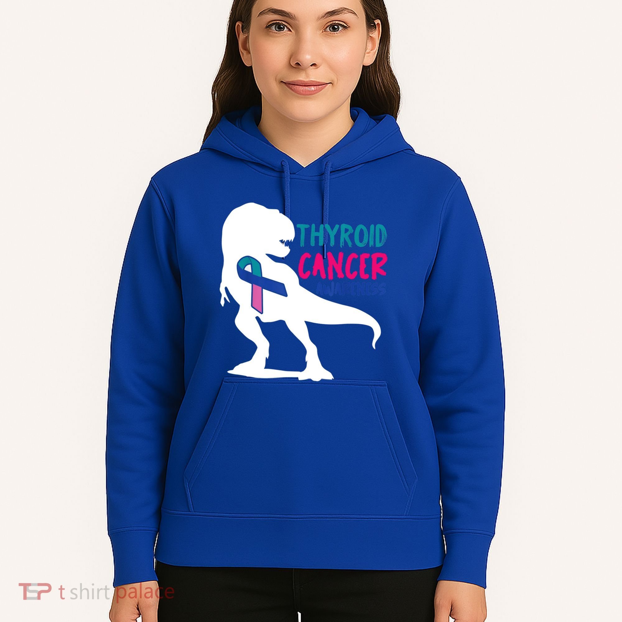 Thyroid Cancer Awareness Cool Tgiftrex Warrior Survivor Fighter Cool Gift Hoodie