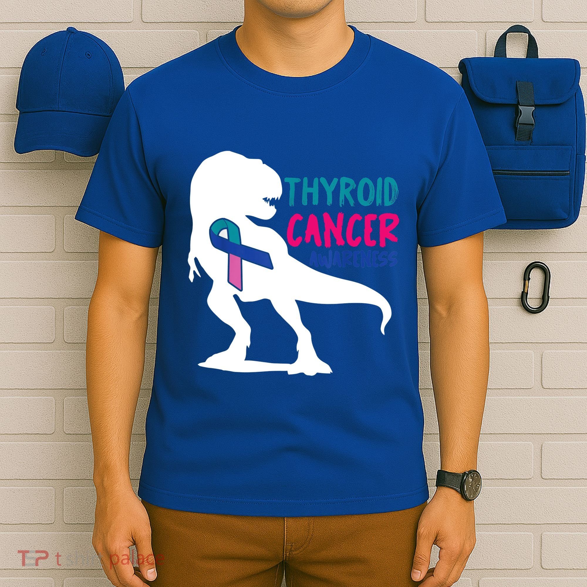 Thyroid Cancer Awareness Cool Tgiftrex Warrior Survivor Fighter Cool Gift T-Shirt