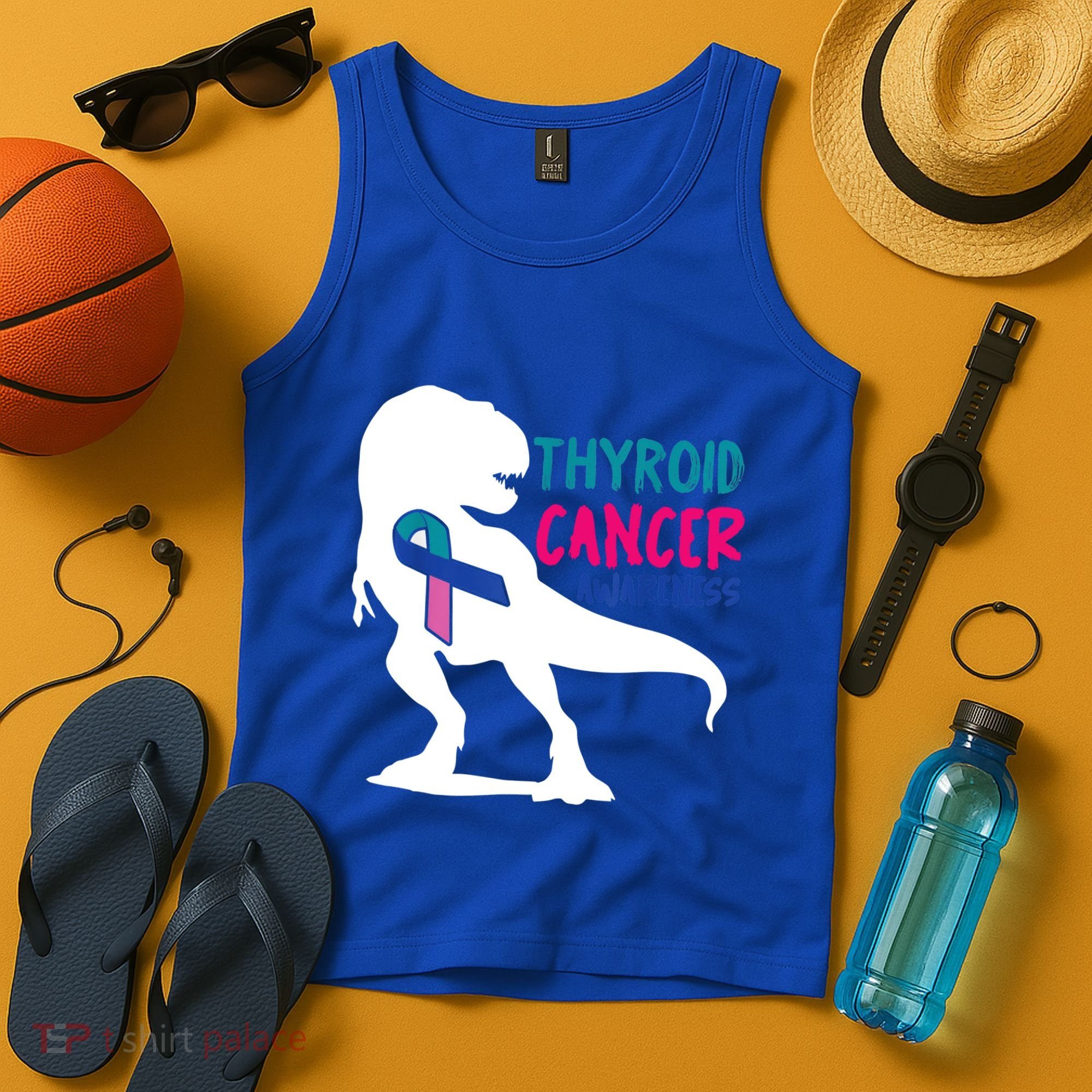 Thyroid Cancer Awareness Cool Tgiftrex Warrior Survivor Fighter Cool Gift Tank Top