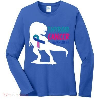 Thyroid Cancer Awareness Cool Tgiftrex Warrior Survivor Fighter Cool Gift Women's Long Sleeve Shirt