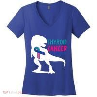 Thyroid Cancer Awareness Cool Tgiftrex Warrior Survivor Fighter Cool Gift Women's V-Neck T-Shirt thumb 0