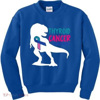 Thyroid Cancer Awareness Cool Tgiftrex Warrior Survivor Fighter Cool Gift Kids Sweatshirt